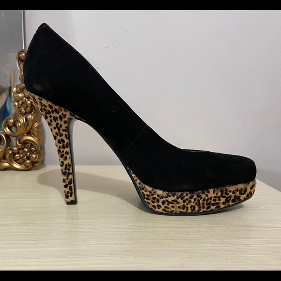 Nine West Black & Leopard Suede Heels - Picture 2 of 6